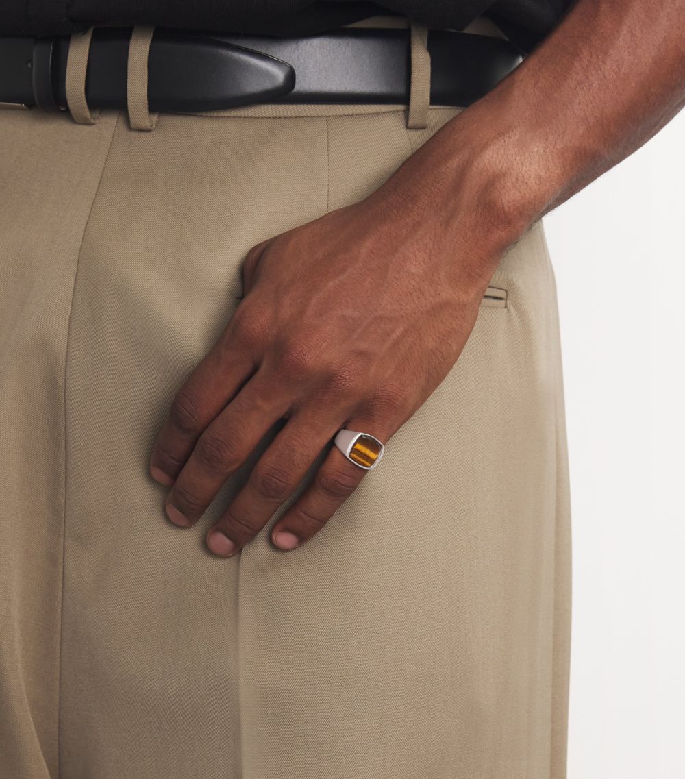  Tom Wood Sterling Silver Cushion Tiger Eye Ring