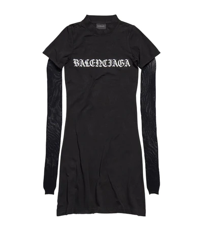 Balenciaga Balenciaga Mesh-Sleeve Mini Dress