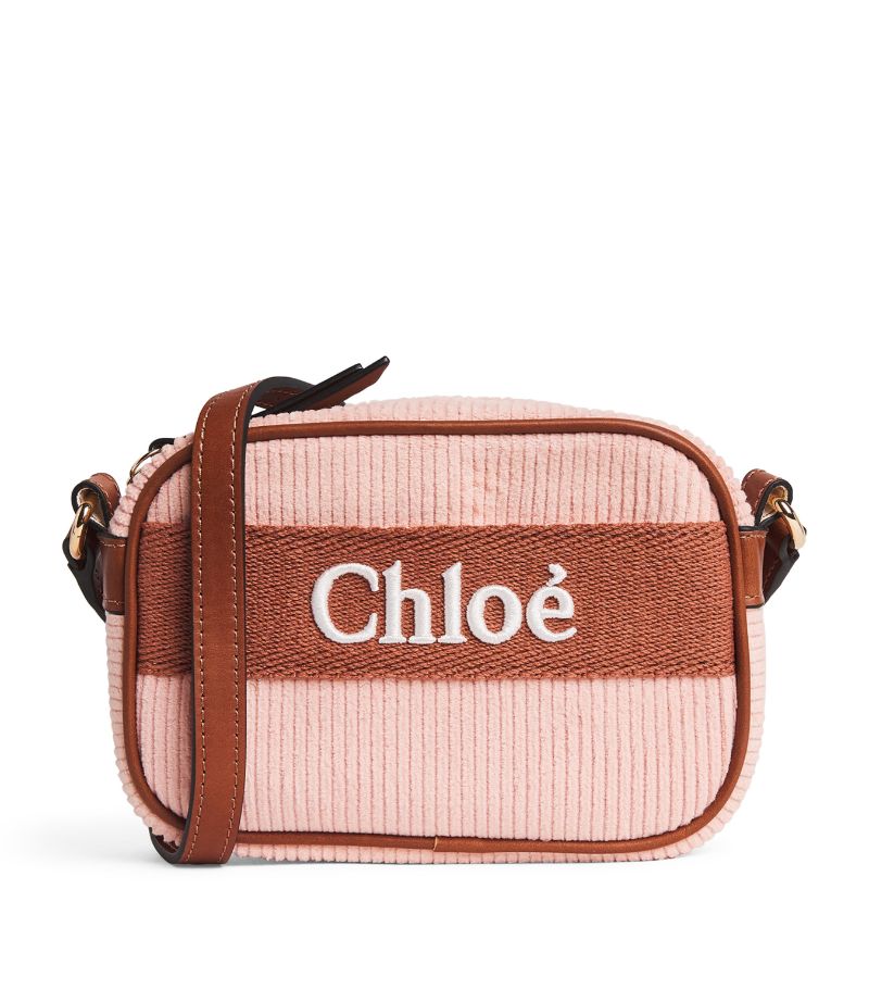 Chloé Kids Chloé Kids Corduroy Logo Shoulder Bag