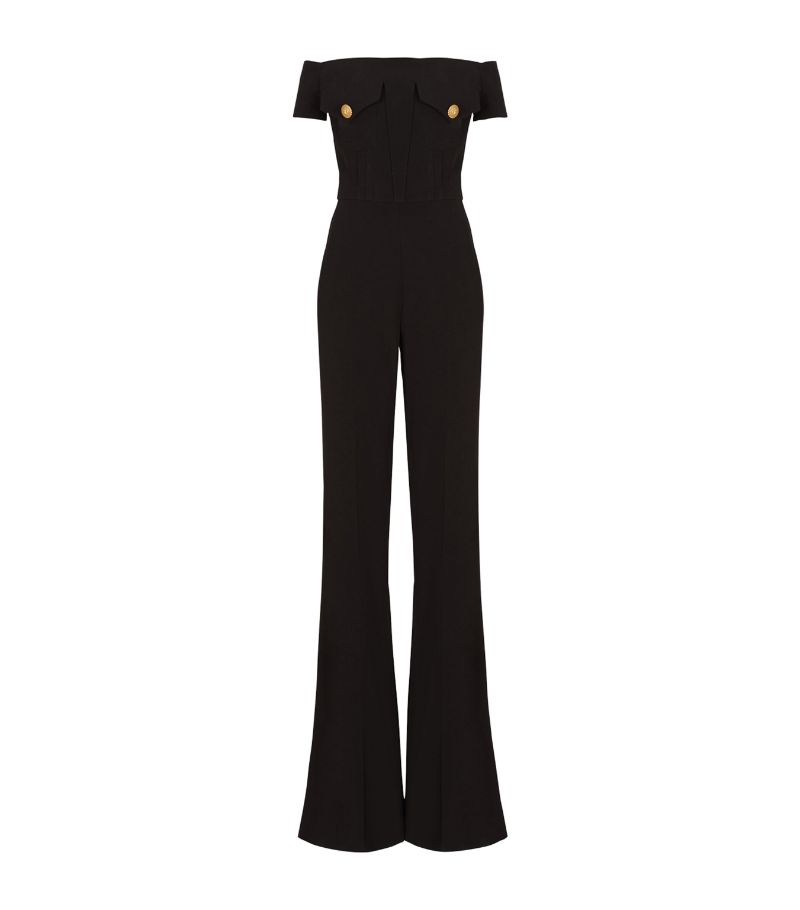 Balmain Balmain Crepe Off-The-Shoulder Jumpsuit