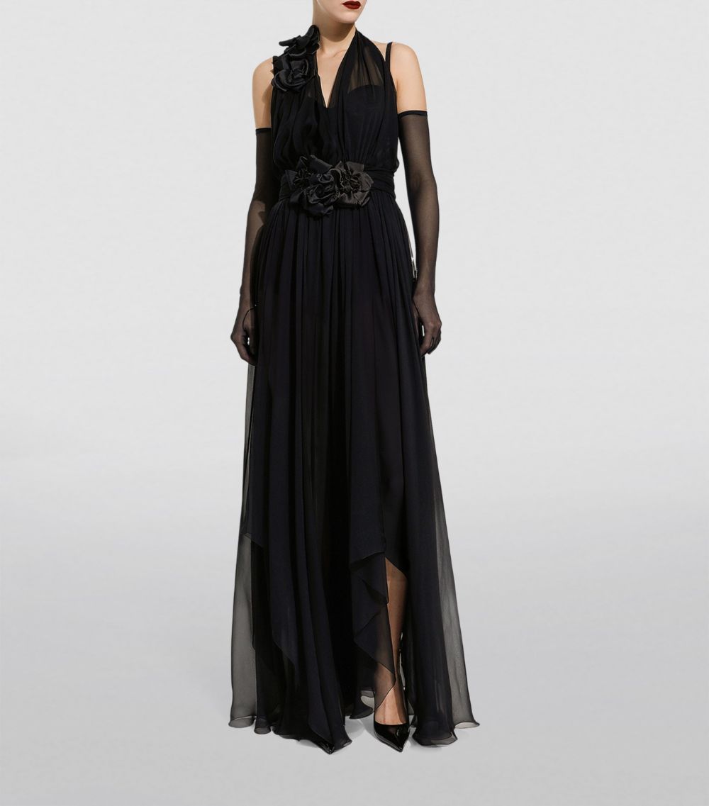 Dolce & Gabbana Dolce & Gabbana Silk Rose Halterneck Gown