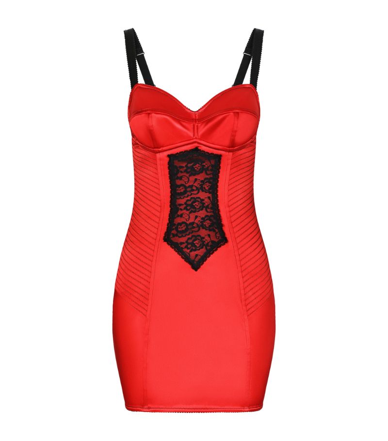 Dolce & Gabbana Dolce & Gabbana Satin Lace-Trimmed Mini Dress