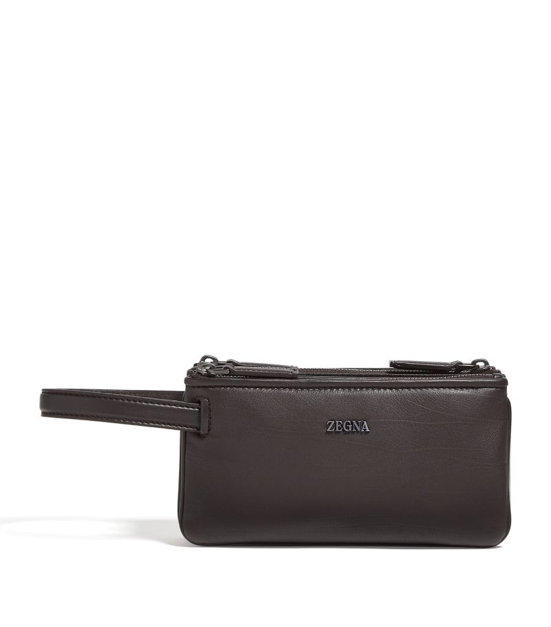 zegna Zegna Leather Zip-Up Pouch