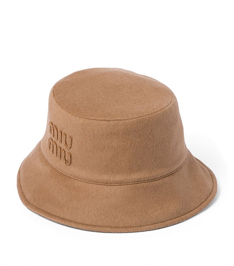 Miu Miu Miu Miu Camel Hair Logo Bucket Hat