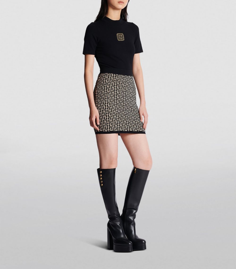 Balmain Balmain Monogram Jacquard Mini Skirt