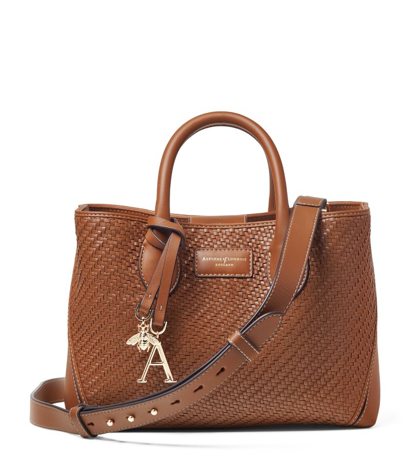  Aspinal Of London Midi Woven Leather London Tote Bag