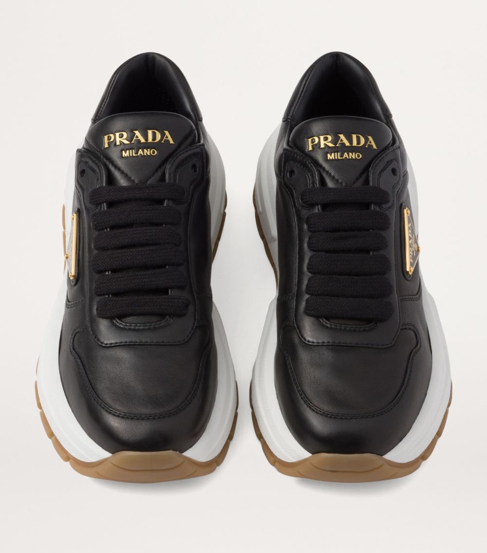 Prada Prada Leather Triangle Sneakers