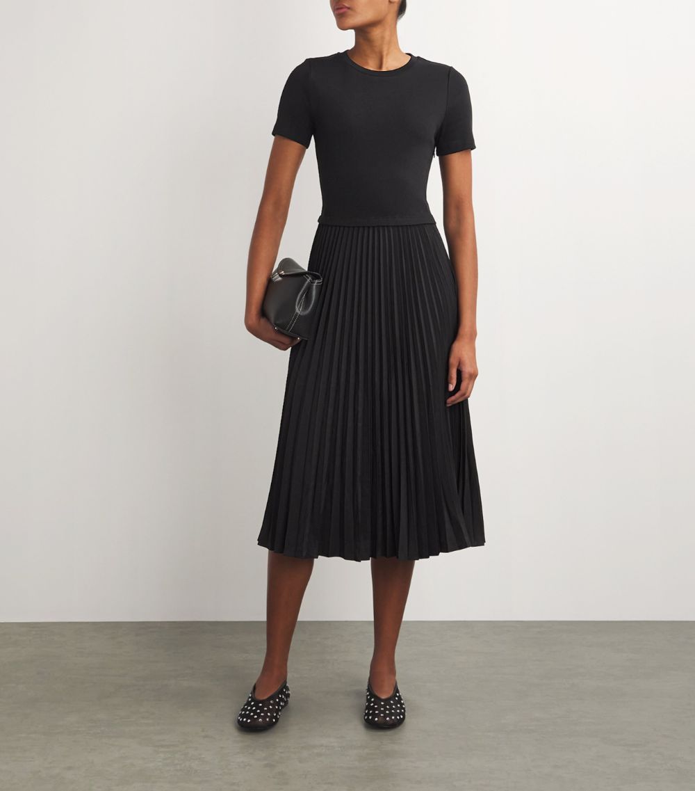  Claudie Pierlot Cotton-Blend Pleated Dress