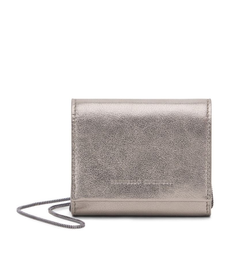 Brunello Cucinelli Brunello Cucinelli Leather Lamé Chain Wallet