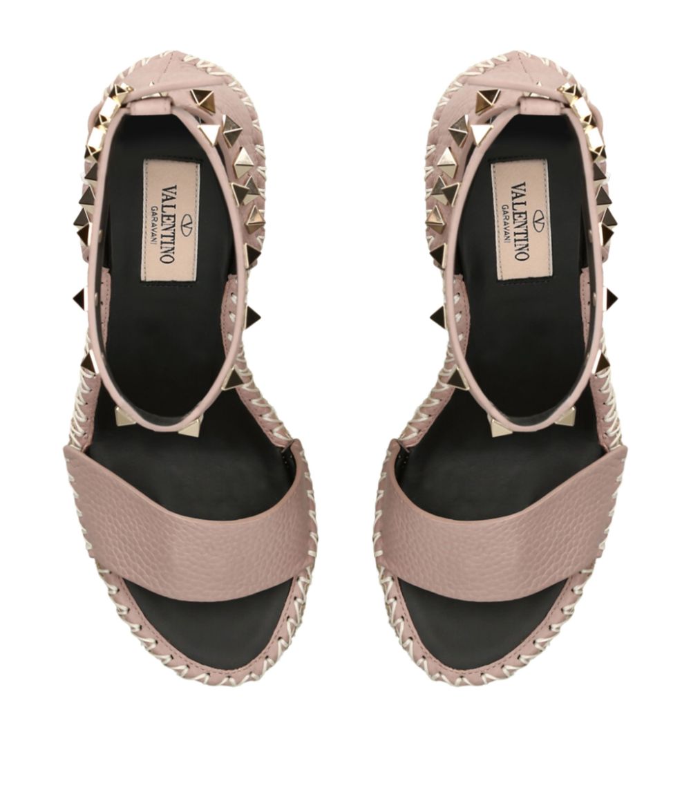 VALENTINO GARAVANI Valentino Garavani Leather Rockstud Espadrille Wedges 105