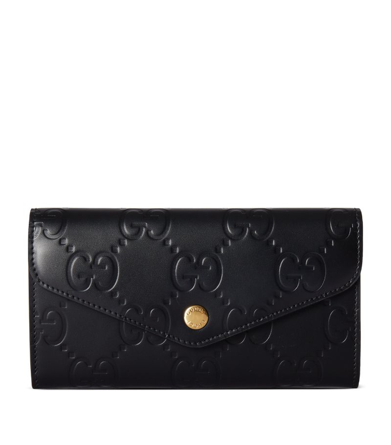 Gucci Gucci Leather Debossed Gg Continental Wallet