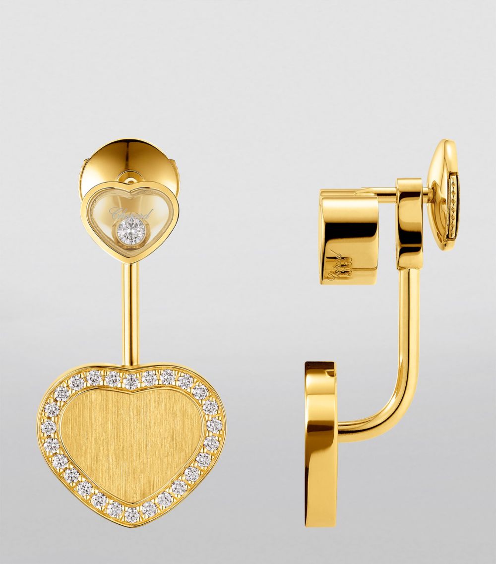 Chopard Chopard Yellow Gold And Diamond Happy Hearts Golden Hearts Earrings
