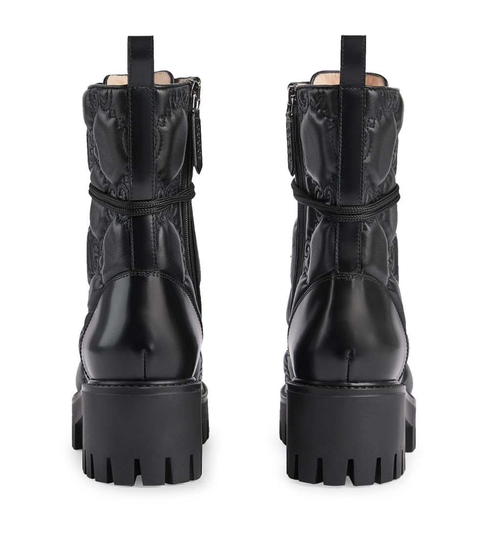 Gucci Gucci Quilted Gg Lace-Up Boots