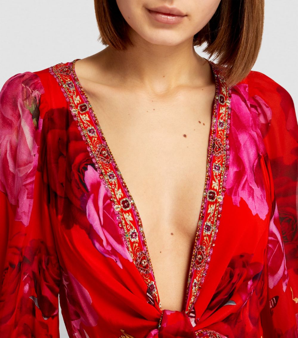 Camilla Camilla Silk Crystal-Embellished Wrap Mini Dress