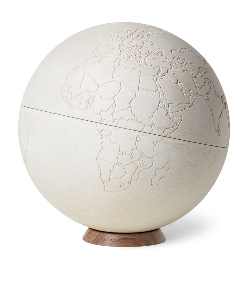 Brunello Cucinelli Brunello Cucinelli Stone And Walnut Engraved Globe