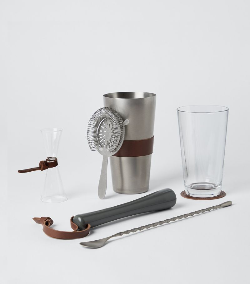 Brunello Cucinelli Brunello Cucinelli Titanium And Calfskin Cocktail Shaker Set