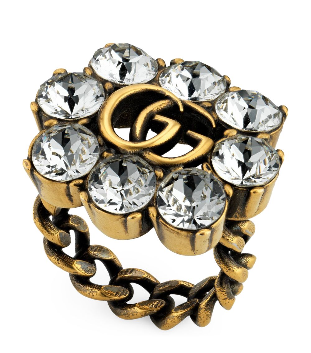 Gucci Gucci Faux Crystal Double G Ring