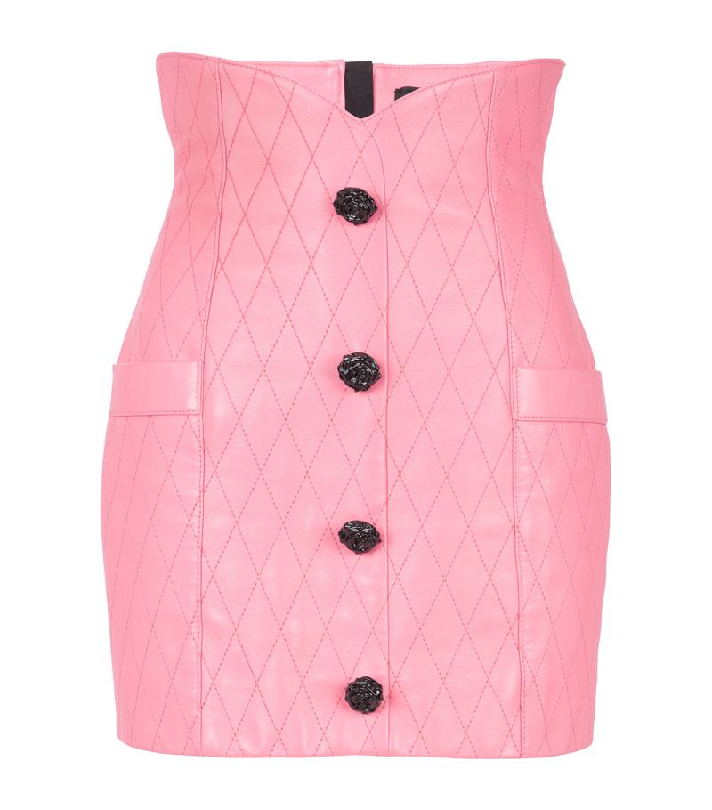 Balmain Balmain Quilted Leather Tulip Mini Skirt