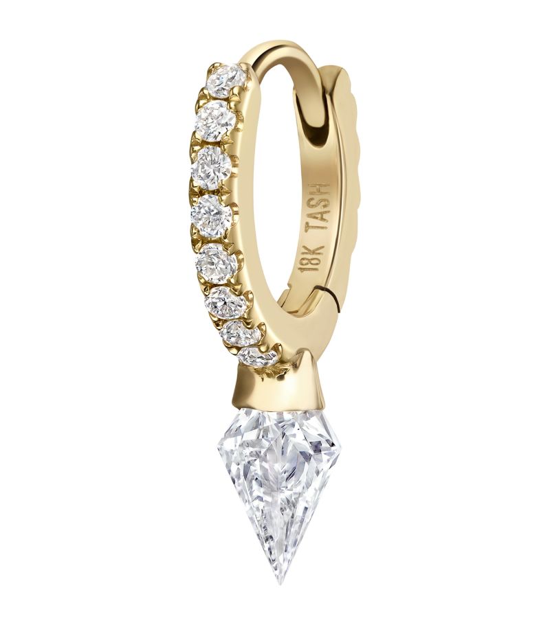 Maria Tash Maria Tash Gold And White Diamond Short Spike Eternity Hoop Earring (6.5Mm)