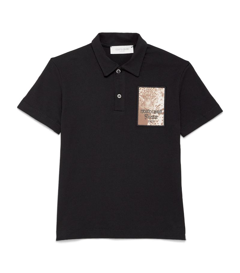  Roberto Cavalli Junior Cotton Leopard Patch Polo Shirt (4-16 Years)