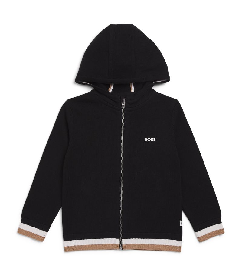 Boss Kidswear Boss Kidswear Knitted Logo Zip-Up Hoodie (4-16 Years)