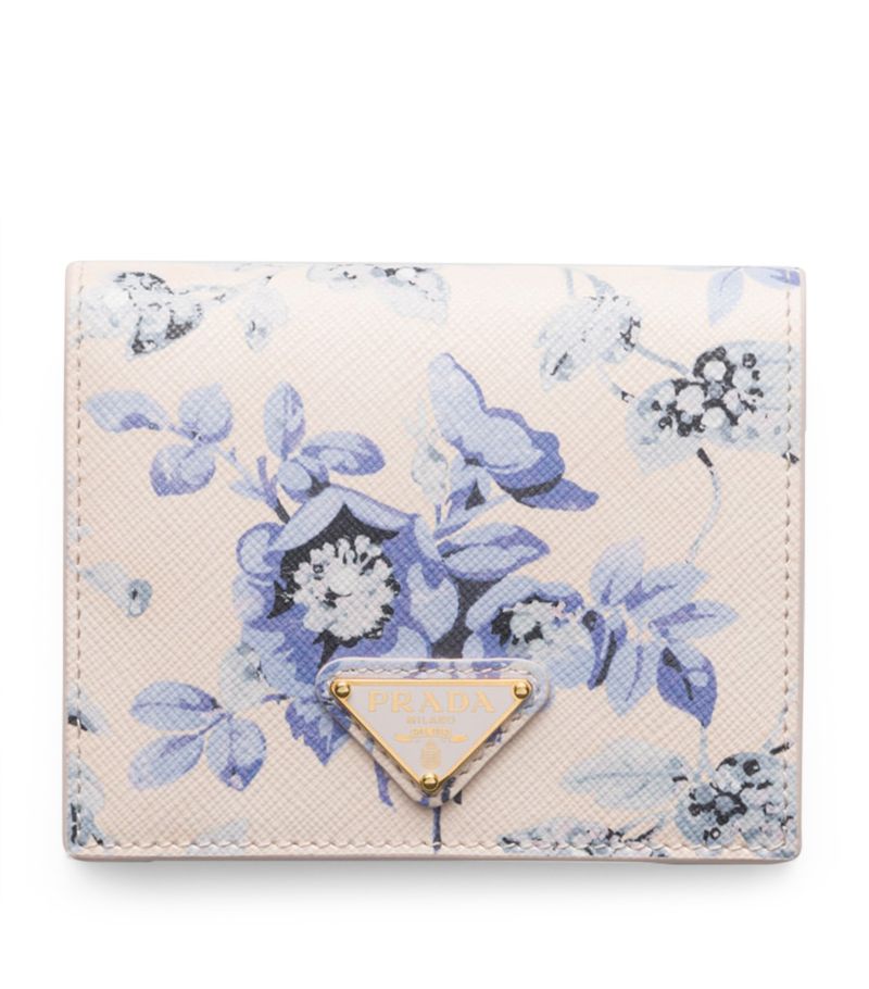 Prada Prada Small Saffiano Leather Floral Bifold Wallet