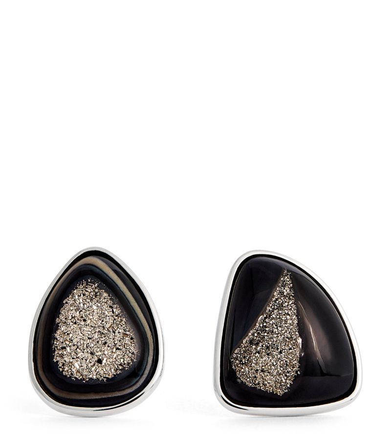 Tateossian Tateossian White Gold And Platinum Drusy Agate Cufflinks