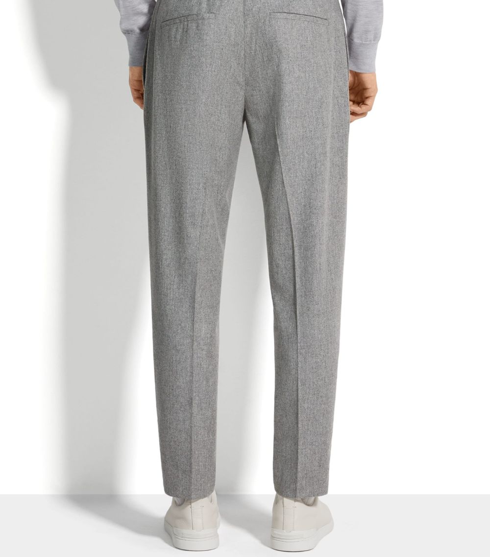 zegna Zegna Wool-Silk-Cashmere Drawstring Trousers