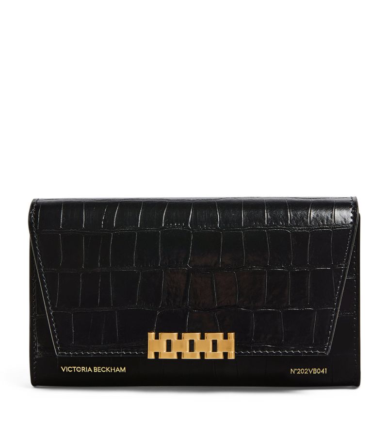 Victoria Beckham Victoria Beckham Croc-Embossed Leather Chain Wallet