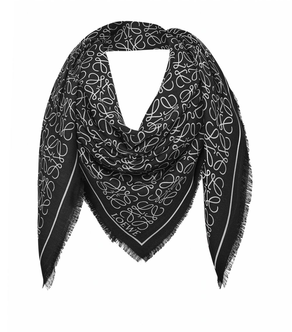 Loewe Loewe Wool-Silk Anagram Scarf