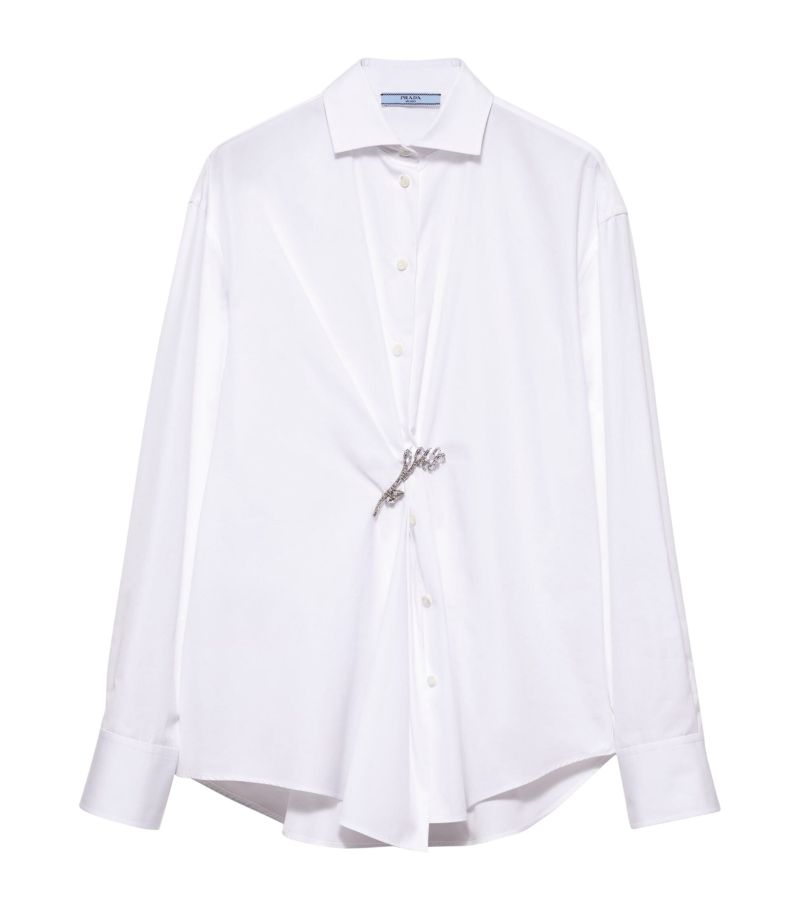 Prada Prada Cotton Brooch-Detail Shirt