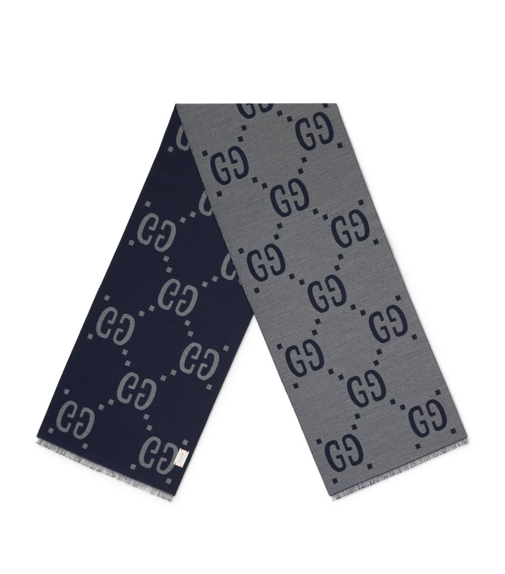 Gucci Gucci Wool-Silk Reversible Gg Scarf