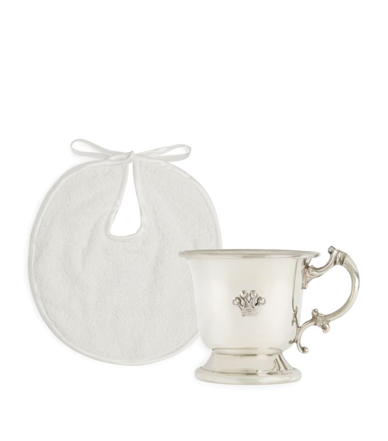 English Trousseau Kids English Trousseau Kids Silver-Plated Cup And Bib Set