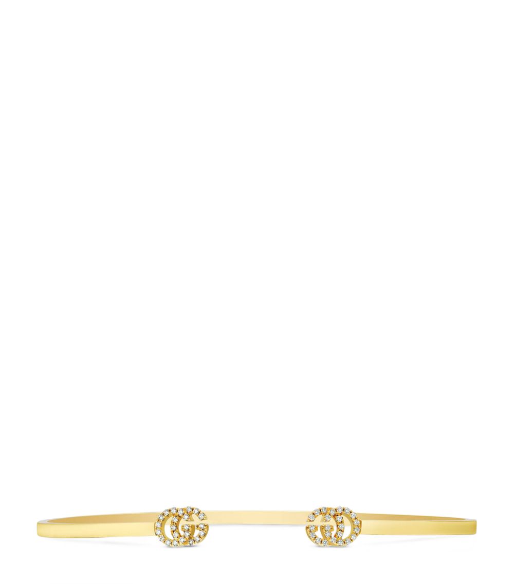 Gucci Gucci Yellow Gold and Diamond GG Running Bangle