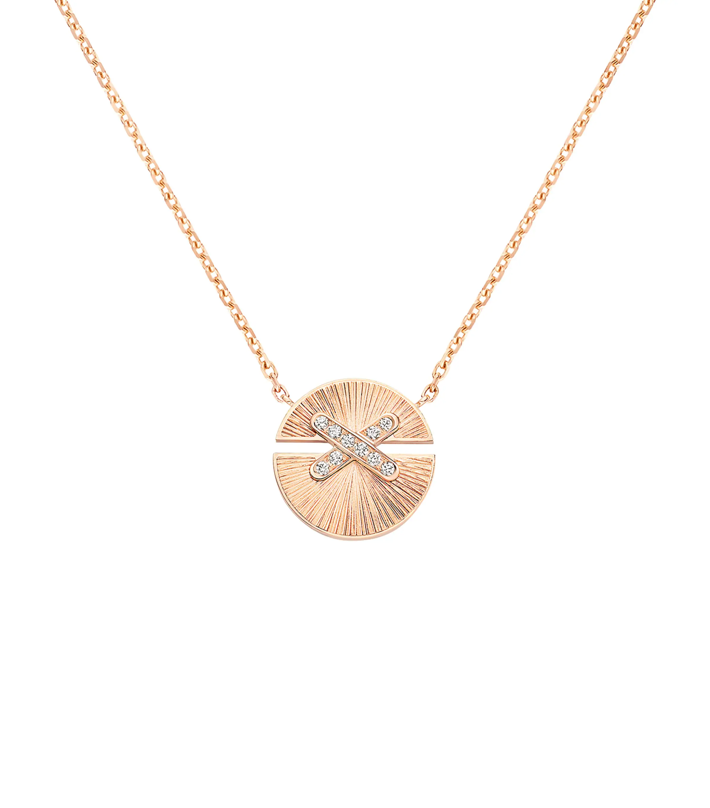  Chaumet Small Rose Gold and Diamond Jeux de Liens Harmony Pendant Necklace