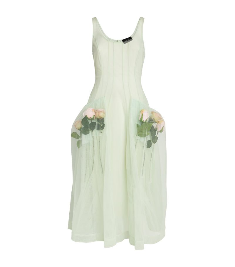 Simone Rocha Simone Rocha Floral-Embroidered Corset Midi Dress