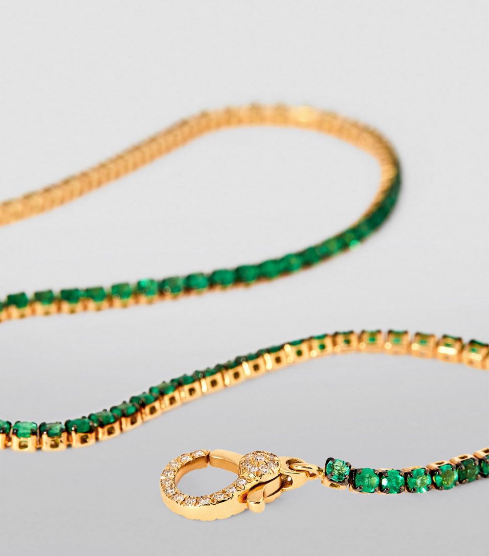 Shay Shay Yellow Gold And Emerald Threads Choker