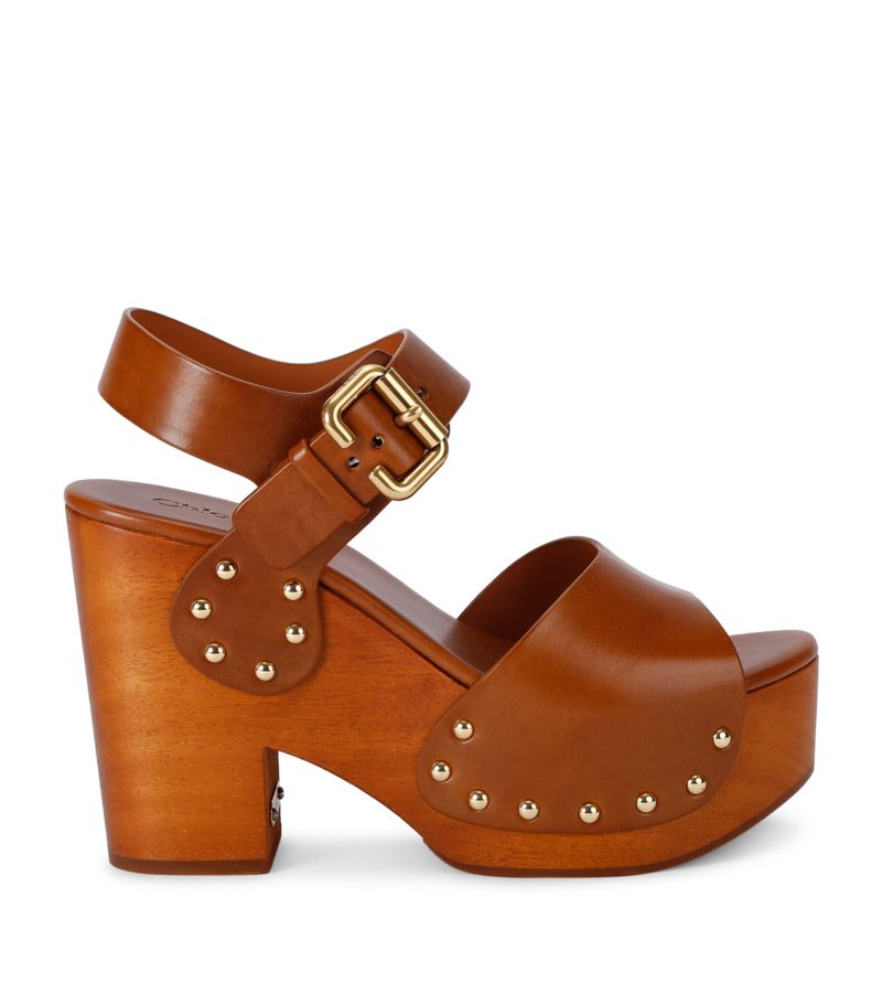 Chloé Chloé Leather Jeannette Wedge Sandals 110