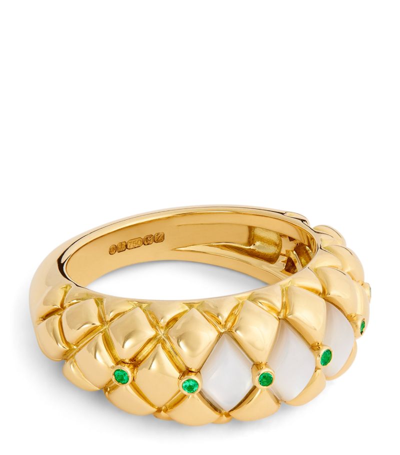 L'Atelier Nawbar L'Atelier Nawbar Yellow Gold, Diamond And Emerald Bond Street Curve Ring