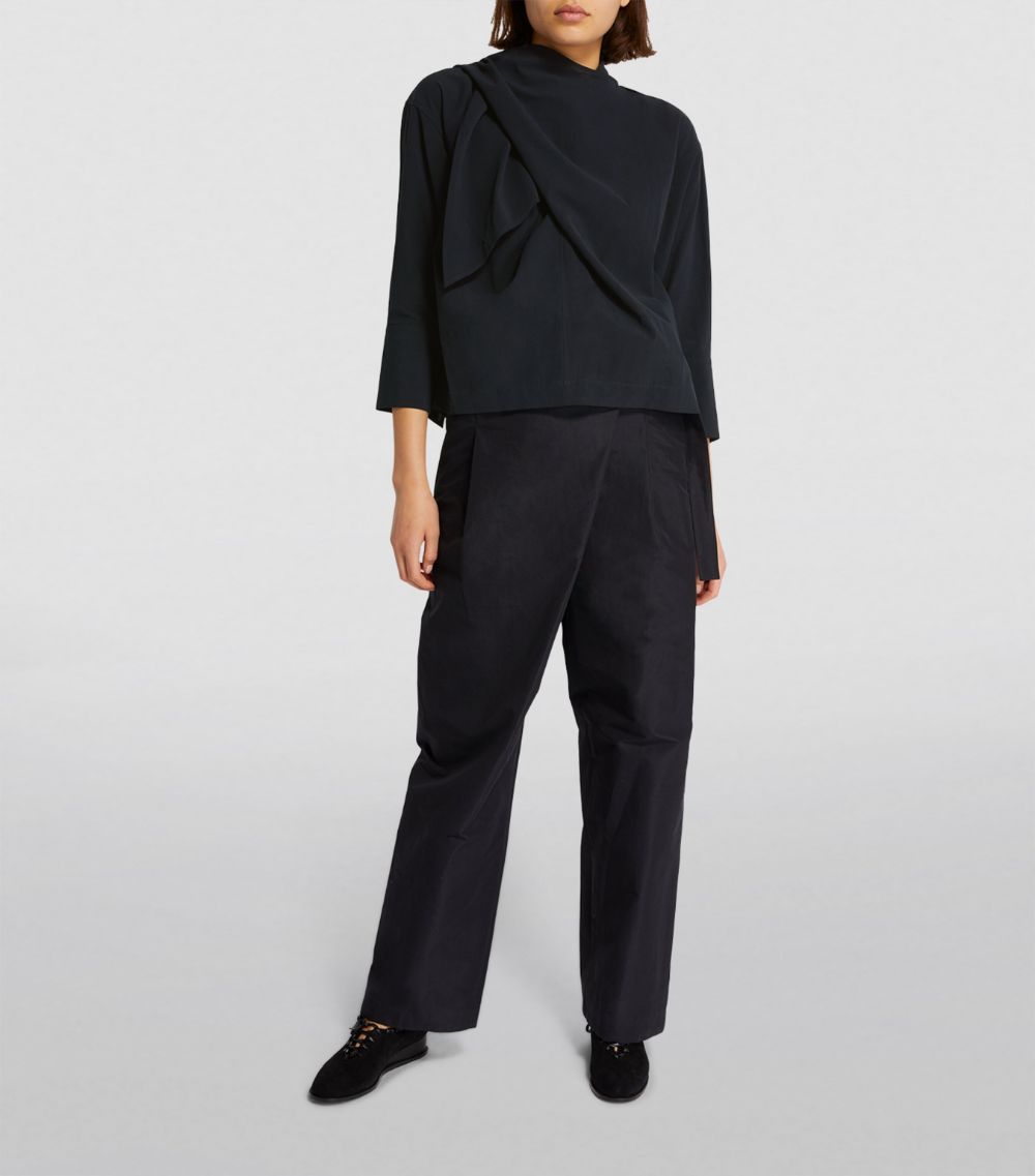 Issey Miyake Issey Miyake Cotton Voile Draped Blouse