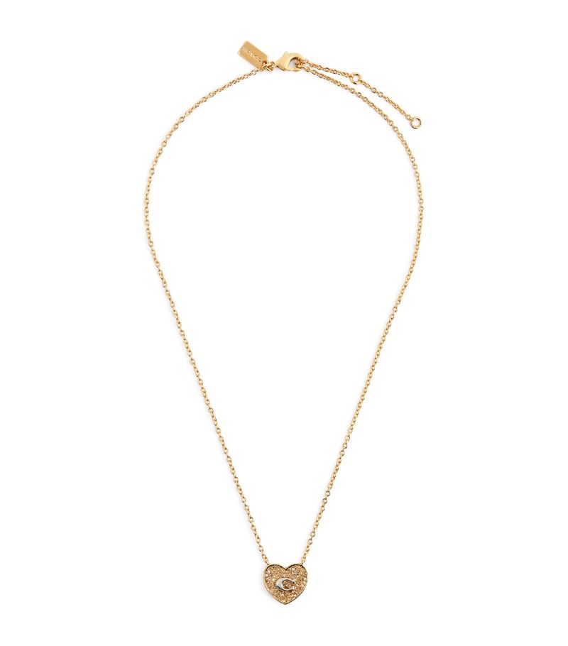 Coach Coach Crystal-Embellished Heart Pendant Necklace