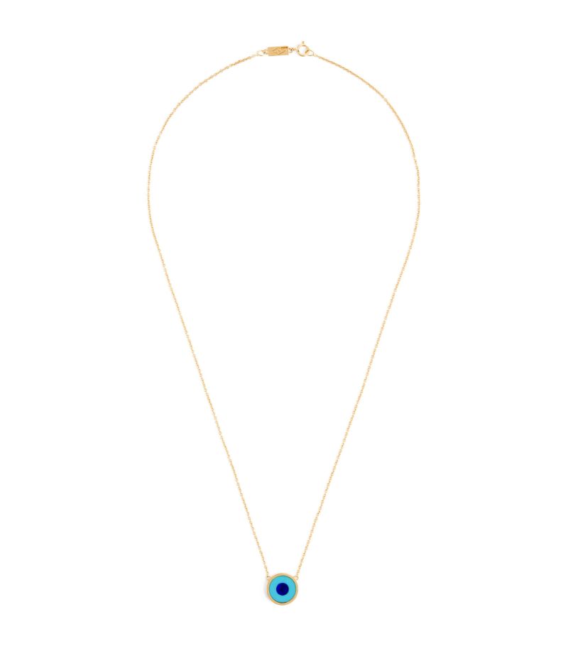 Jennifer Meyer Jennifer Meyer Yellow Gold, Turquoise And Lapis Lazuli Mini Evil Eye Necklace