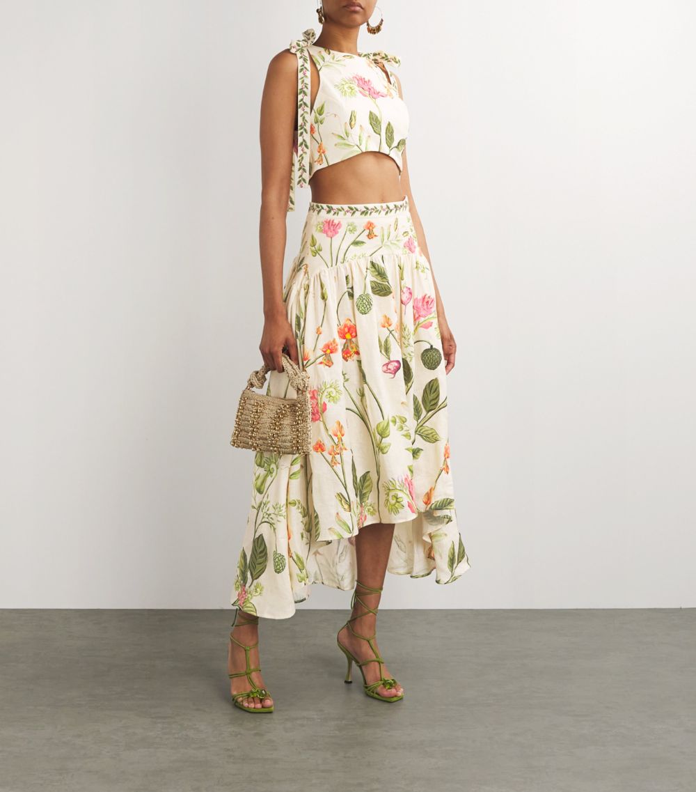 Agua By Agua Bendita Agua By Agua Bendita Linen Floral Curua Cultivo Skirt