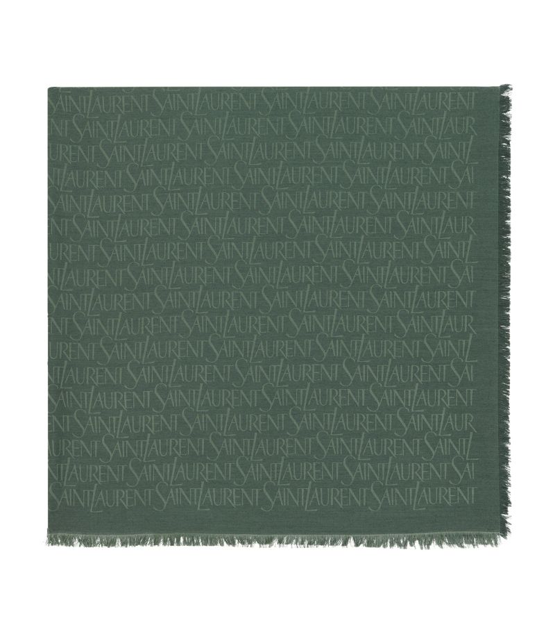 Saint Laurent Saint Laurent Silk-Wool Logo-Jacquard Scarf