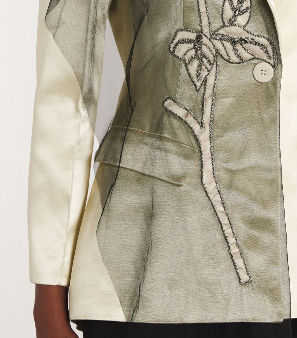 Huishan Zhang Huishan Zhang Embroidered Atlas Blazer