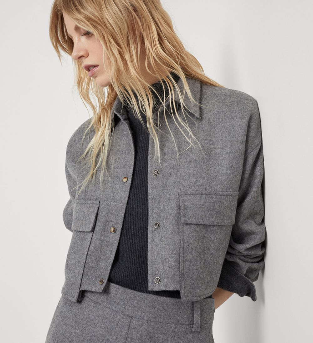 Brunello Cucinelli Brunello Cucinelli Virgin Wool Cropped Shirt Jacket