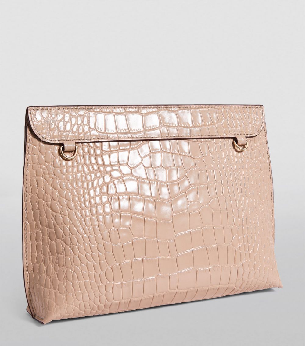 Strathberry Strathberry Leather Stylist Croc-Effect Clutch Bag