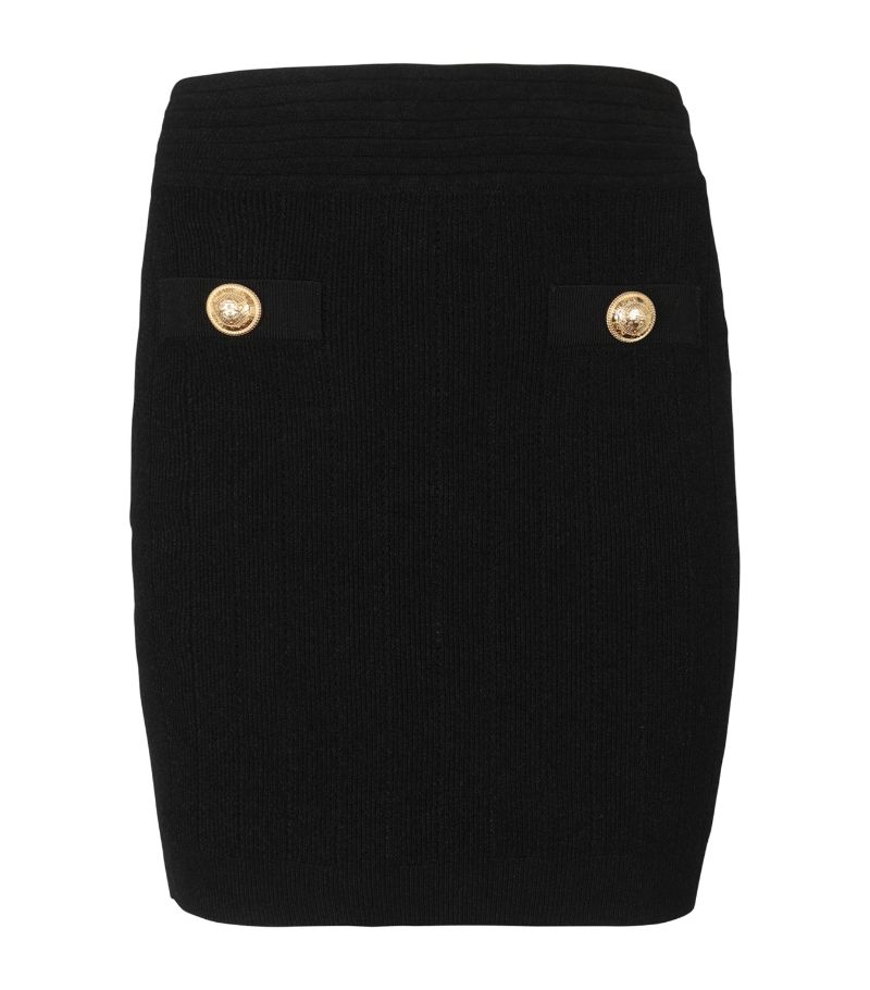 Balmain Balmain Knitted Button-Detail Mini Skirt