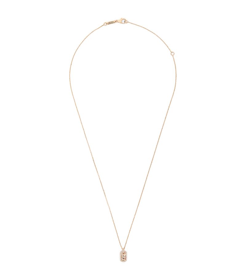 Suzanne Kalan Suzanne Kalan Mini Rose Gold And Diamond Dog Tag Necklace