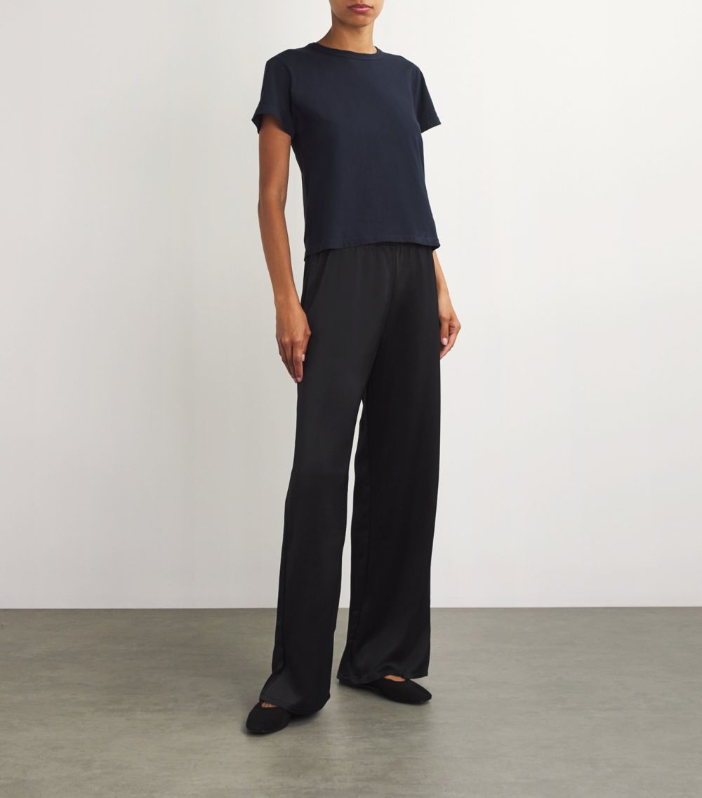 Leset Leset Satin Barb Wide-Leg Trousers